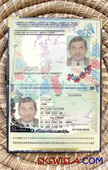 Zjednoczone Królestwo Wielkiej Brytanii i Irlandii Północnej paszport (2015-2020) wygląd zdjęcia pliki PSD, skan i fotografowany obraz